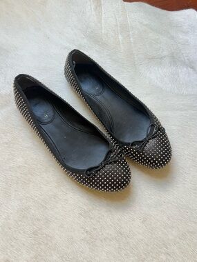 Saint Laurent dance black studded leather ballet flats